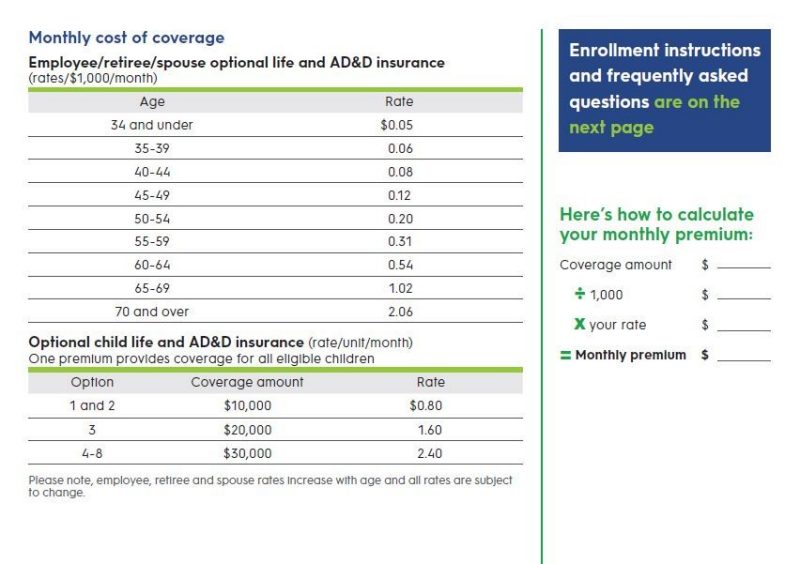 image of Optional Group Life Insurance Plan Rates